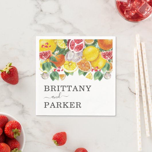 Citrus Botanical Wedding Waterverf Servet (Insitu)