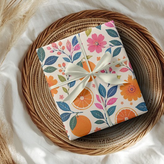Citrus botanisch bloemen inpakpapier