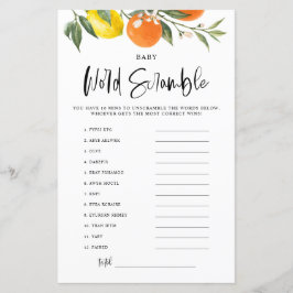 Citrus Botanische Baby shower Word Scramble Game