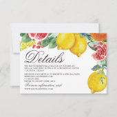 Citrus botanische bruiloft details kaart (Voorkant)