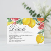 Citrus botanische bruiloft details kaart (Staand voorkant)