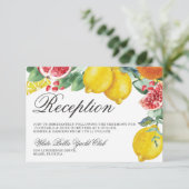 Citrus botanische bruiloft receptie kaart (Staand voorkant)