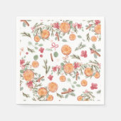 Citrus Botanische Kerst Sinaasappel Servet (Voorkant)