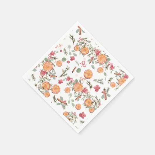 Citrus Botanische Kerst Sinaasappel Servet (Hoek)