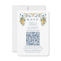 Citrus botanische trouw-QR-code RSVP-kaart