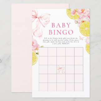 Citrus Bow Girl Baby shower Gift Bingo spel