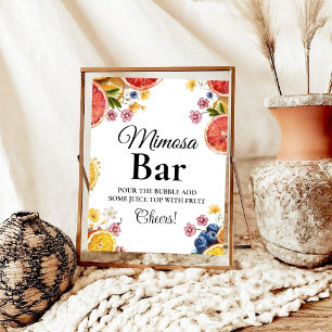 Citrus Bow Vrijgezellenfeest mimosa bar teken Poster