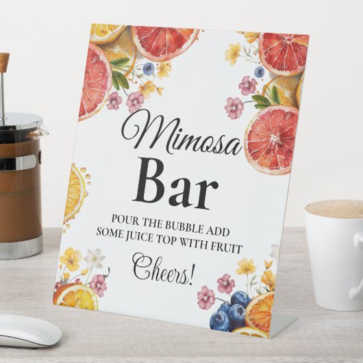 Citrus Bow Vrijgezellenfeest mimosa bar teken Reclamebord Met Voetstuk (Insitu)