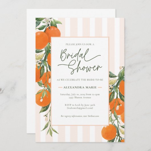 Citrus Bridal Shower-uitnodiging Kaart (Voorkant / Achterkant)