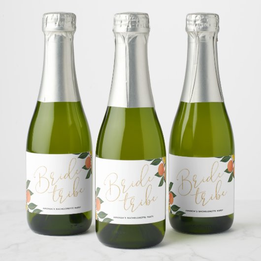 Citrus Bride Tribe Bachelorette Sparkling Wijnetiket (Flessen)