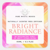 Citrus bright abstract reed diffuser productetiket vierkante sticker (Voorkant)
