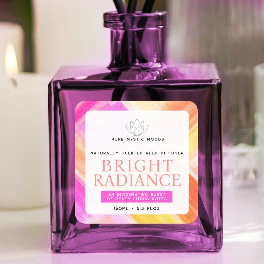 Citrus bright abstract reed diffuser productetiket vierkante sticker