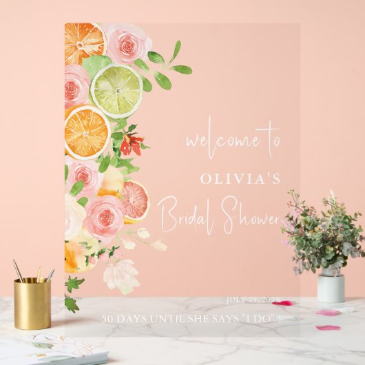 Citrus Bright Vrijgezellenfeest welkom acryl teken Acryl Bord (Huwelijk)