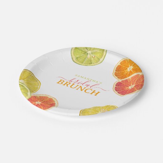 Citrus Bruids Brunch Citroen Sinaasappel Vrijgezel Papieren Bordje (Gekanteld)
