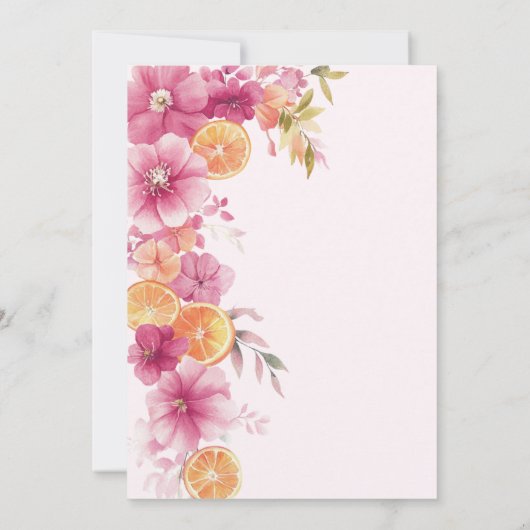 Citrus Bruids Brunch Heldere Bloemen Citroen Kaart (Achterkant)