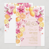 Citrus Bruids Brunch Heldere Bloemen Citroenen Kaart (Voorkant / Achterkant)