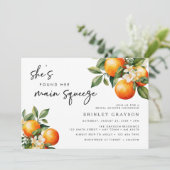 Citrus bruids douche uitnodiging Sinaasappel Manda (Staand voorkant)