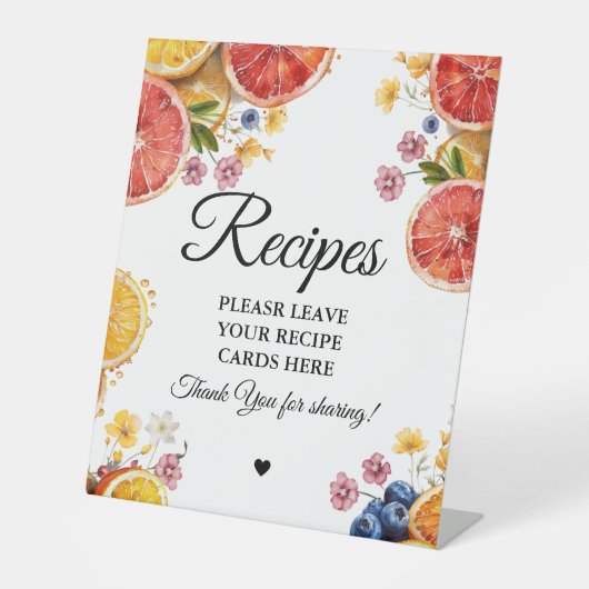 Citrus bruids Laat je Recepten Vrijgezellenfeest Reclamebord Met Voetstuk (Voorkant)