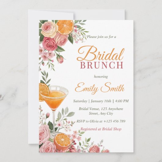 Citrus Bruidsbrunch Uitnodiging Template, Citrus (Voorkant)