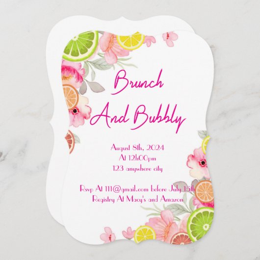 CITRUS BRUIDSDOUCHE UITNODIGING (Voorkant / Achterkant)