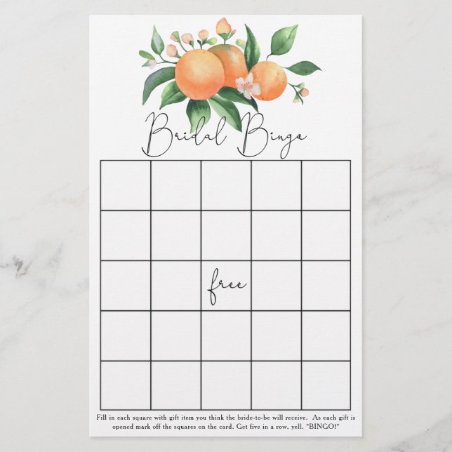 Citrus - Bruiloft bingo spel (Voorkant)