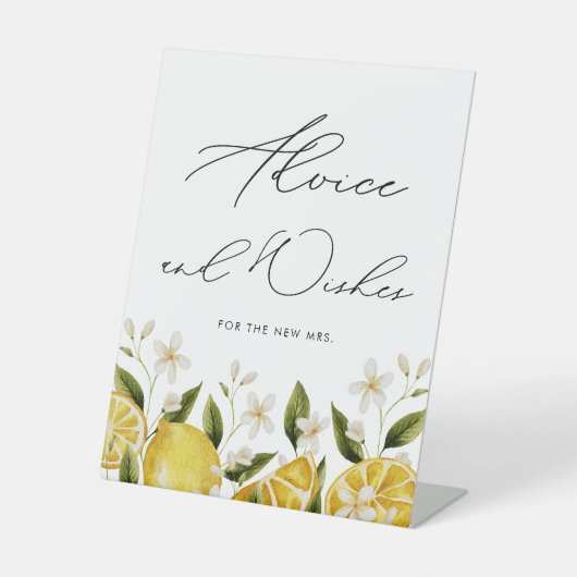 Citrus Bruiloft Borrel Advies & Wensen  Reclamebord Met Voetstuk (Voorkant)