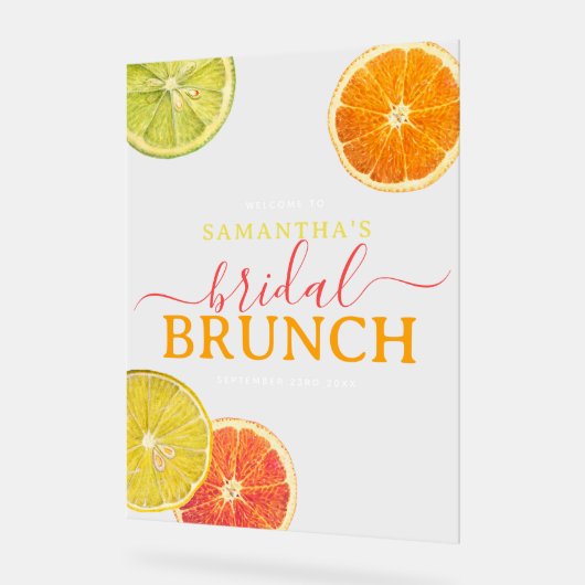 Citrus Bruiloft Brunch Citroen Sinaasappel Bruilof Acryl Bord (Hoek)