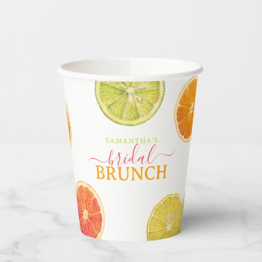 Citrus Bruiloft Brunch Citroen Sinaasappel Bruilof Papieren Bekers (Links)