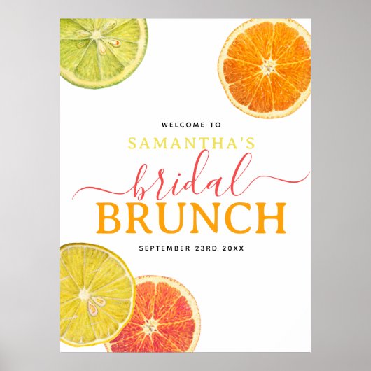 Citrus Bruiloft Brunch Citroen Sinaasappel Bruilof Poster (Voorkant)