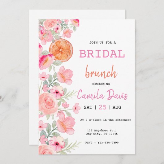 Citrus Bruiloft Brunch Kaart (Voorkant / Achterkant)