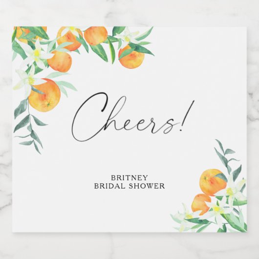 Citrus - Bruiloft Cheers! Sparkling Wijnetiket (Enkel label)