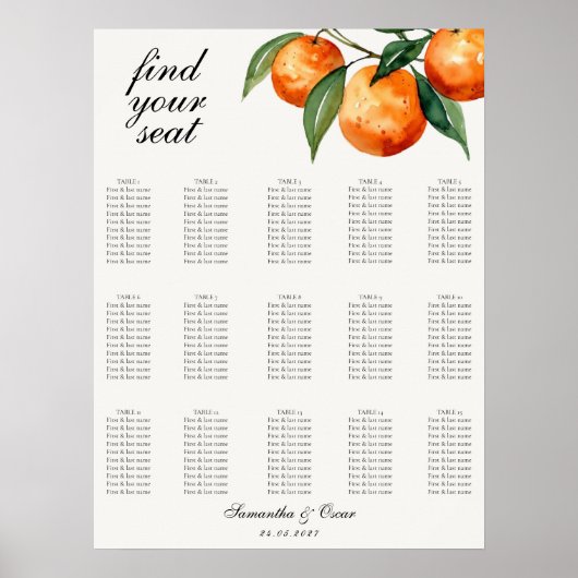 Citrus Bruiloft Mediterraan Oranje Poster (Voorkant)