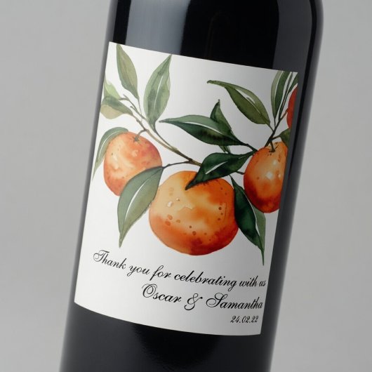Citrus Bruiloft | Mediterrane Sinaasappel Wijn Etiket