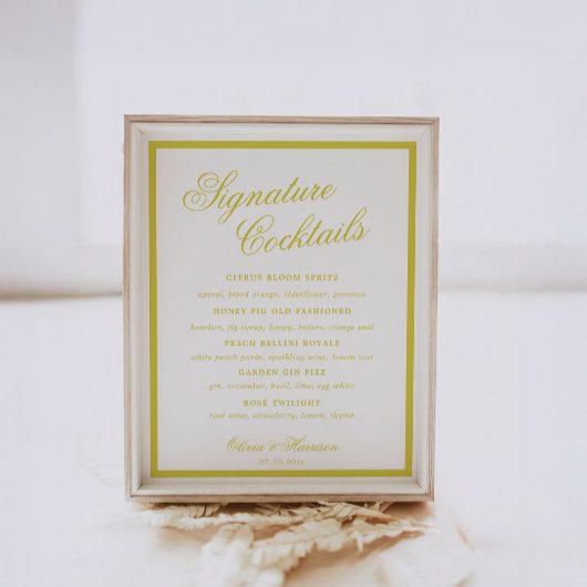 Citrus bruiloft signature drankjes bord poster