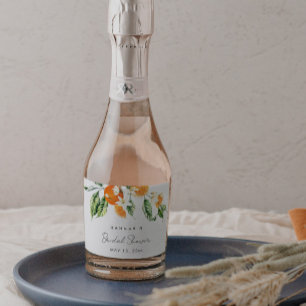 Citrus Bruiloft Thema Minifeestje Sparkling Wijnetiket