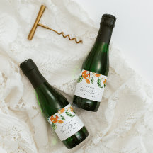 Citrus Bruiloftsfeest Mini Mousserende Wijnlabel