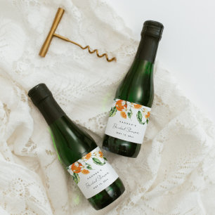 Citrus Bruiloftsfeest Mini Mousserende Wijnlabel Sparkling Wijnetiket