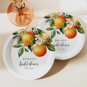 Citrus Bruiloftsfeest Papieren Bord Oranje Clement