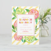 Citrus Brunch en Bubble Shower Invitation Kaart (Staand voorkant)