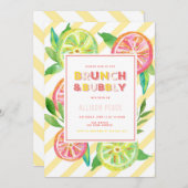 Citrus Brunch en Bubble Shower Invitation Kaart (Voorkant / Achterkant)