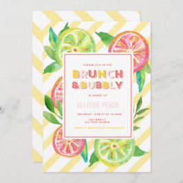 Citrus Brunch en Bubble Shower Invitation Kaart