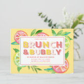 Citrus Brunch en Bubble Shower Invitation Kaart (Staand voorkant)