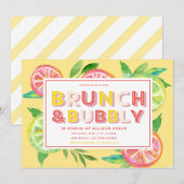Citrus Brunch en Bubble Shower Invitation Kaart (Voorkant / Achterkant)