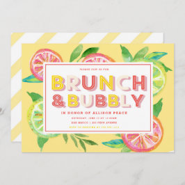 Citrus Brunch en Bubble Shower Invitation Kaart
