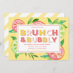 Citrus Brunch en Bubble Shower Invitation Kaart