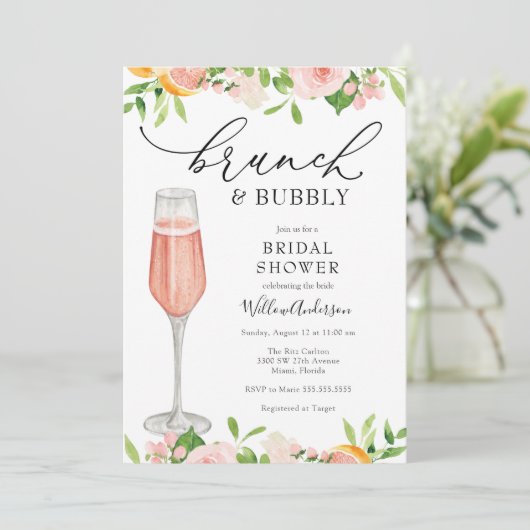 Citrus Brunch en Bubbly Vrijgezellenfeest Kaart (Staand voorkant)