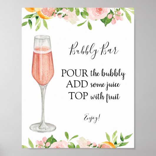 Citrus Bubble Bar Drink Sign Poster (Voorkant)