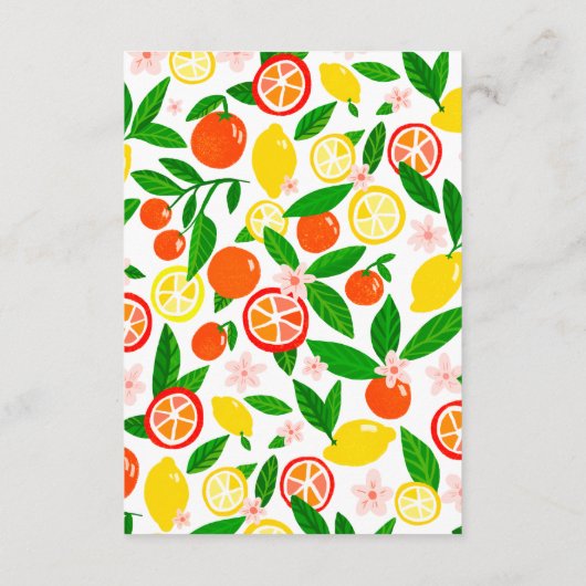 Citrus Celebration CUSTOM BABY SHOWER BOEKEN 4 BAB Informatiekaartje (Achterkant)