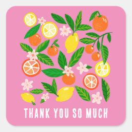 Citrus Celebration Custom BABY SHOWER Dank u Vierkante Sticker