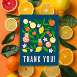 Citrus Celebration Custom Bedankt Citroenen Sinaas Briefkaart<br><div class="desc">Perfecte schattige kaart voor een leuk bedankje briefkaart! Hand gemaakte kunst voor u! Controleer in mijn winkel of er overeenkomende objecten zijn. VOLLEDIG ! Klik op "Personaliseren" hierboven om de tekst te bewerken. Klik op "bewerken met ontwerpgereedschap" om de lettertypen, kleuren en plaatsingen aan te passen en tekst aan de...</div>